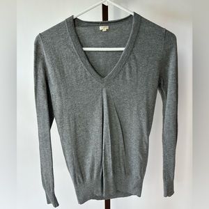 J. Crew Gray Cotton Lightweight V-Neck Sweater (Size XS)